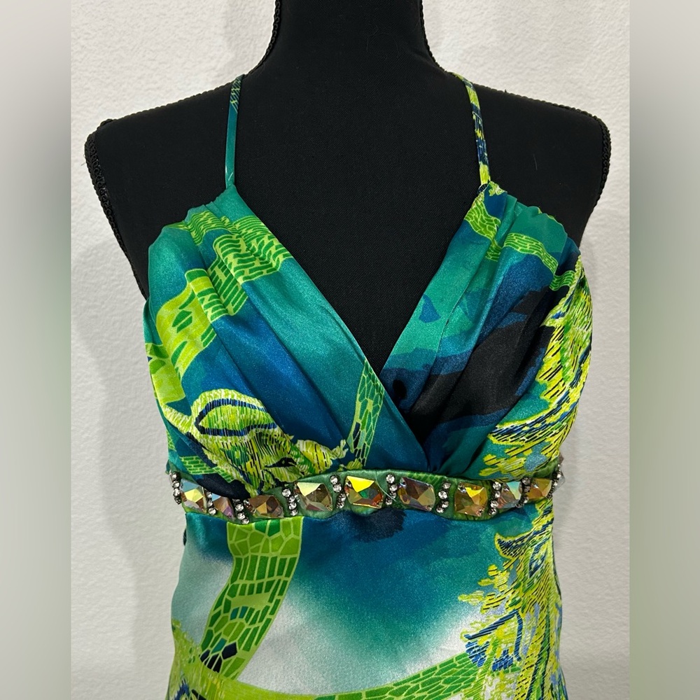Josh & Jazz Sleeveless Beaded Satin Prom Dress - Multicolored- 9/10 - Used - Picture 2 of 6